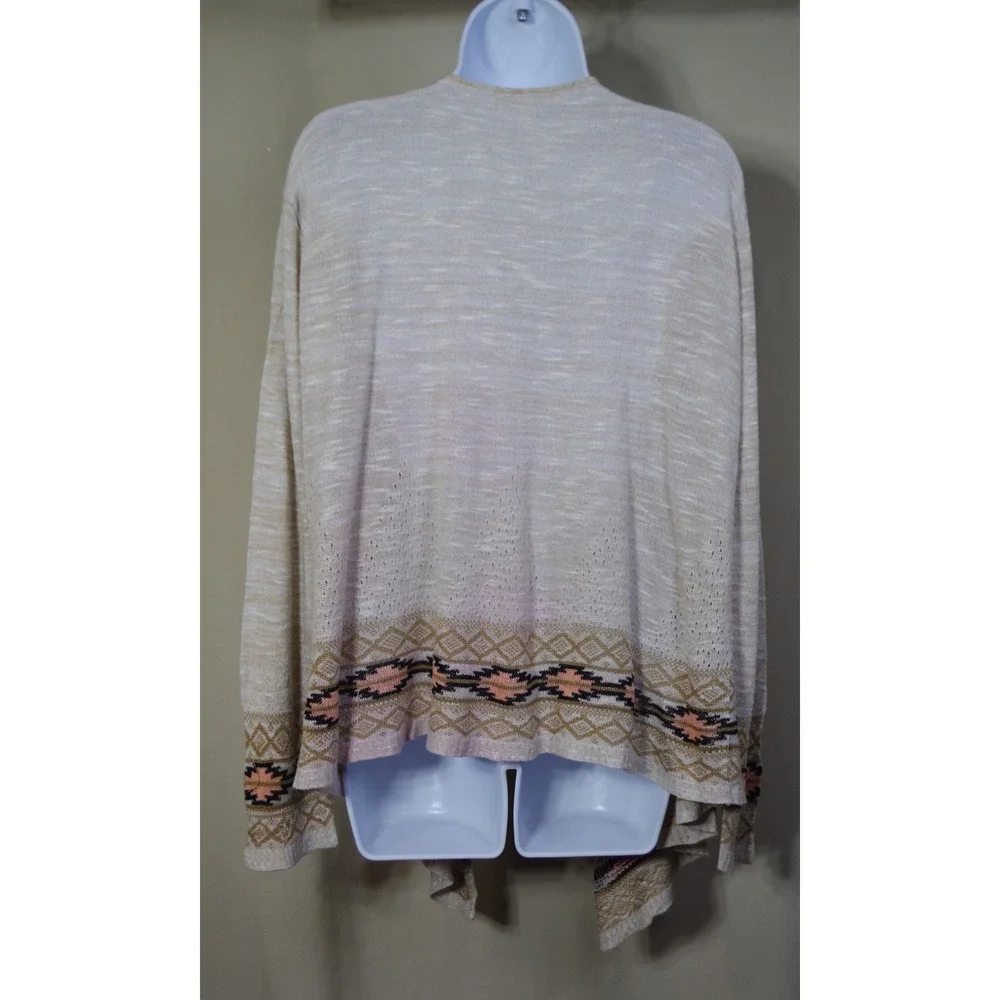 Say What? Womens XL Waterfall Cardigan Southwestern Geometric Print Open Front
